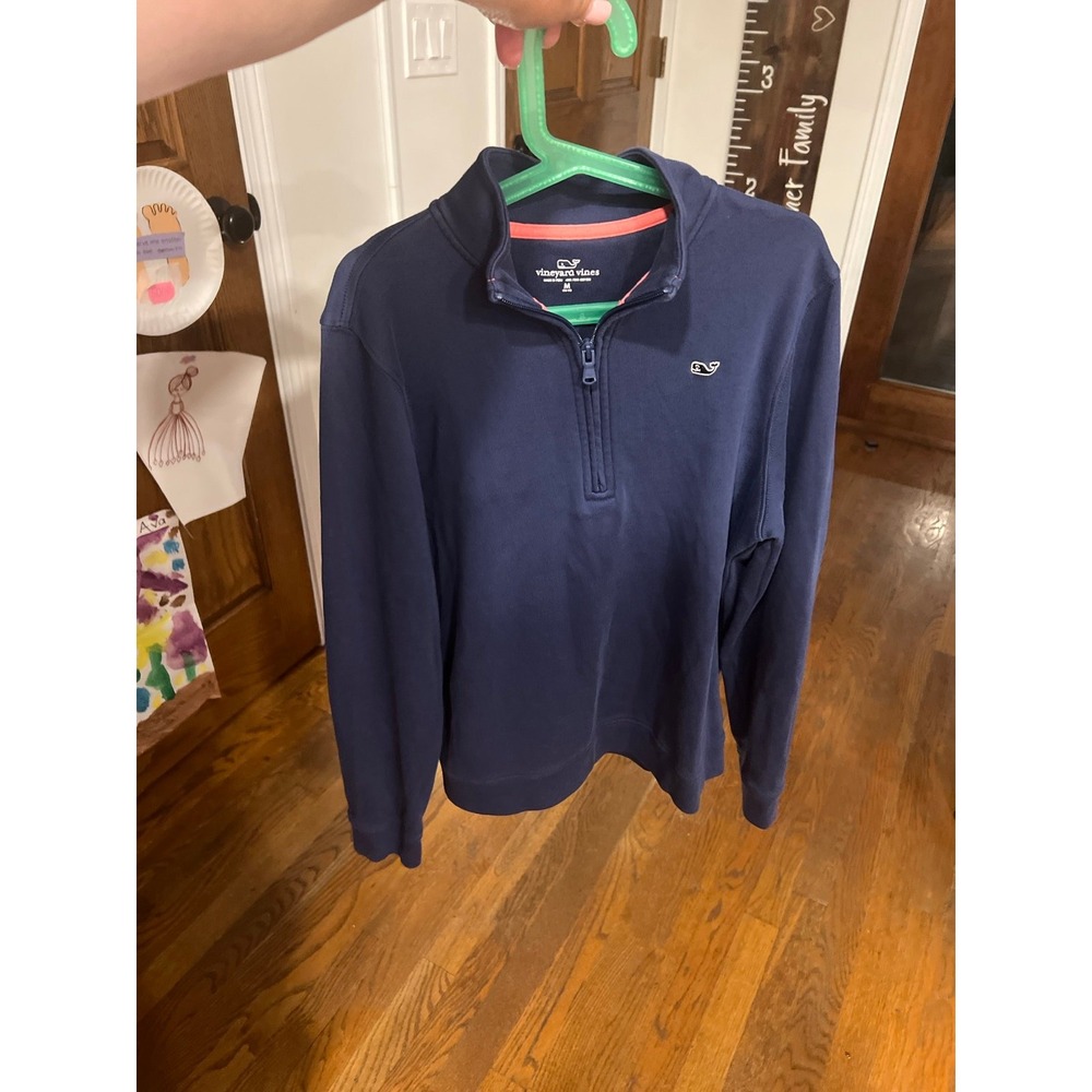 Vineyard Vines Youth Size M quarter zip Blue pullover Pima Cotton Long Sleeve